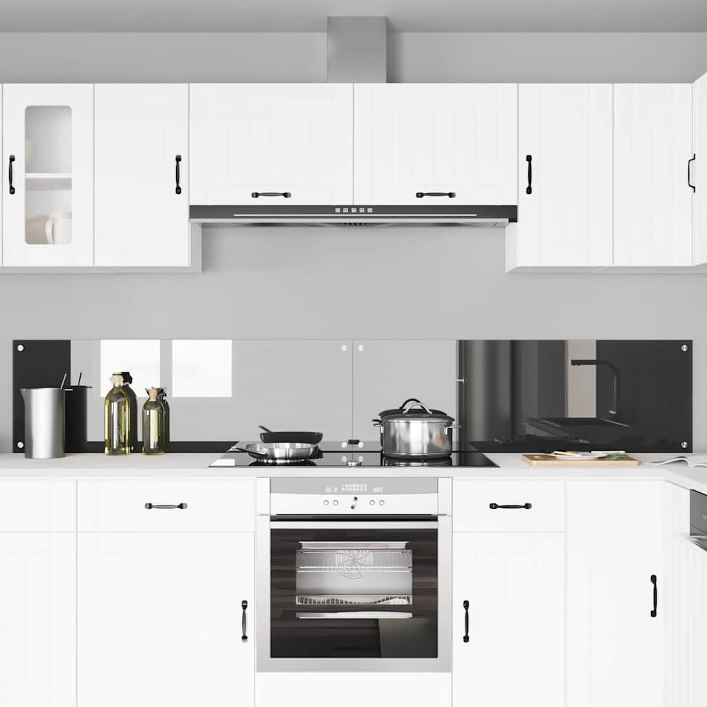 Køkkenbacksplash 2 stk. Mørkegrå 120 x 40 cm hærdet glas