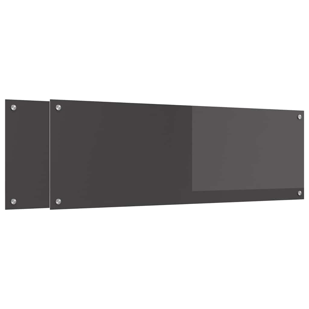 Køkkenbacksplash 2 stk. Mørkegrå 120 x 40 cm hærdet glas