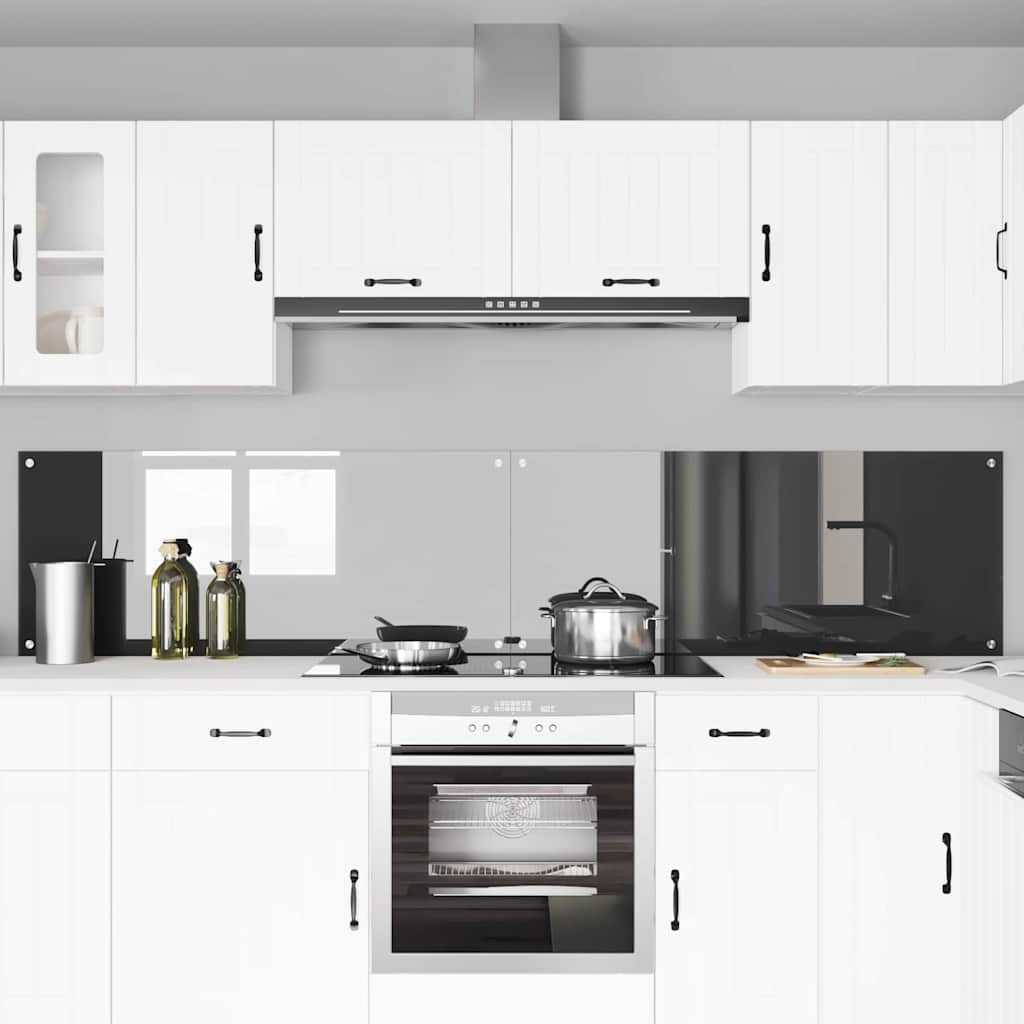 Køkkenbacksplash 2 stk. Mørkegrå 120 x 50 cm hærdet glas