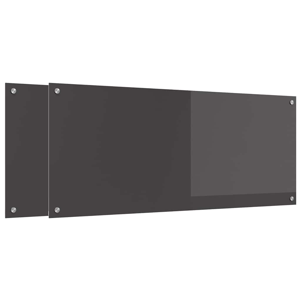 Køkkenbacksplash 2 stk. Mørkegrå 120 x 50 cm hærdet glas