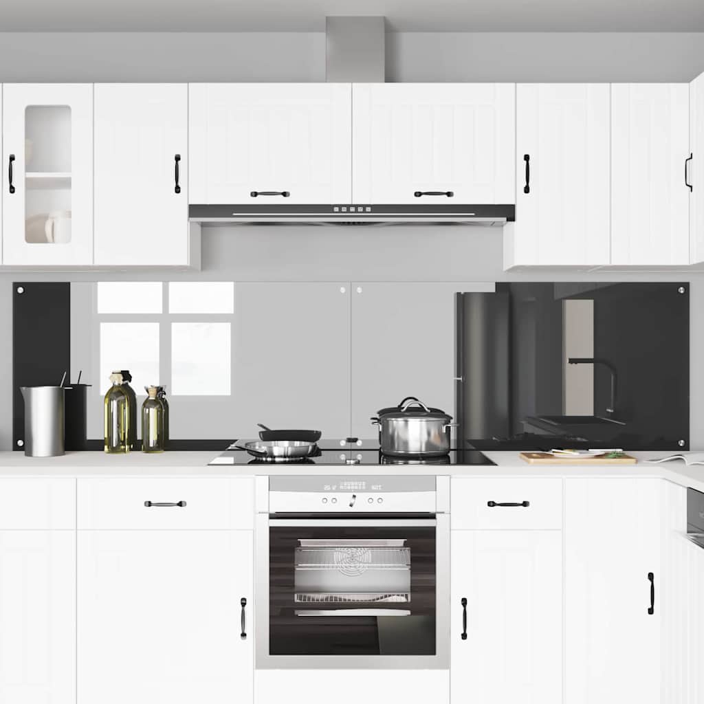 Køkkenbacksplash 2 stk. Mørkegrå 120 x 60 cm hærdet glas