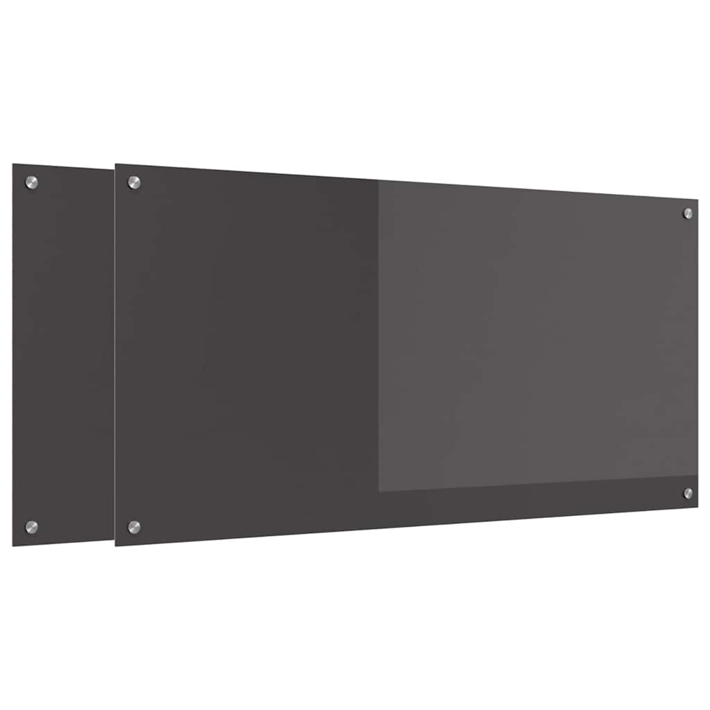 Køkkenbacksplash 2 stk. Mørkegrå 120 x 60 cm hærdet glas