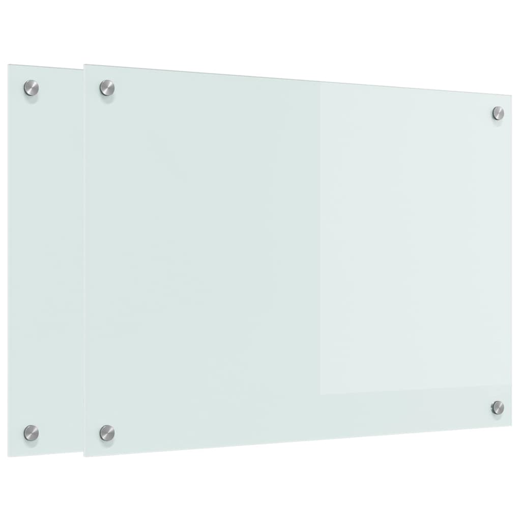 Køkkenbacksplash 2 stk. Hvid 70 x 50 cm hærdet glas