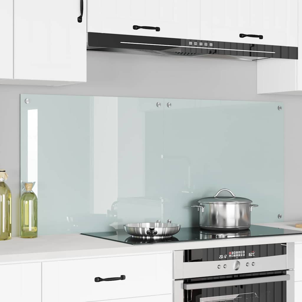 Køkkenbacksplash 2 stk. Hvid 70 x 60 cm hærdet glas
