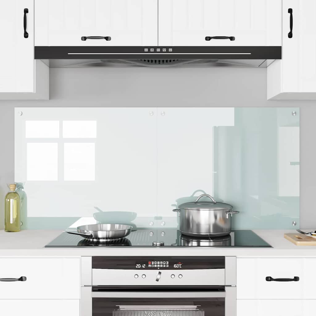 Køkkenbacksplash 2 stk. Hvid 70 x 60 cm hærdet glas