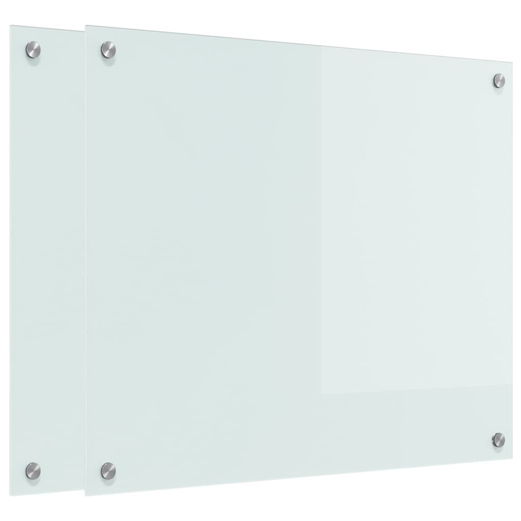 Køkkenbacksplash 2 stk. Hvid 70 x 60 cm hærdet glas