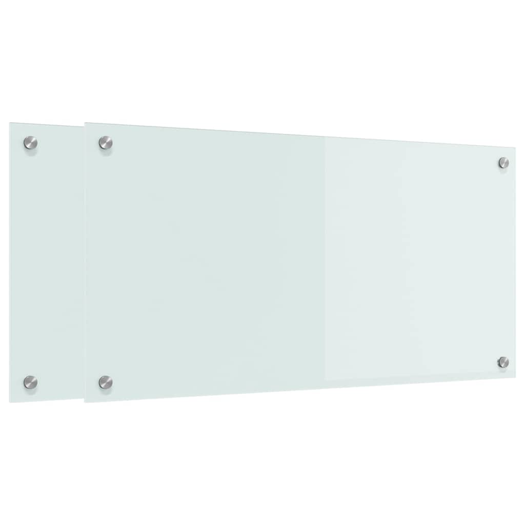 Køkkenbacksplash 2 stk. Hvid 80 x 40 cm hærdet glas