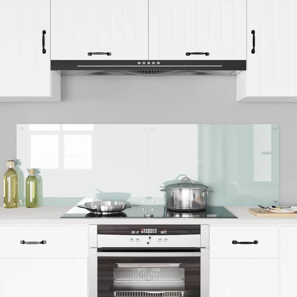 Køkkenbacksplash 2 stk. Hvid 80 x 50 cm hærdet glas