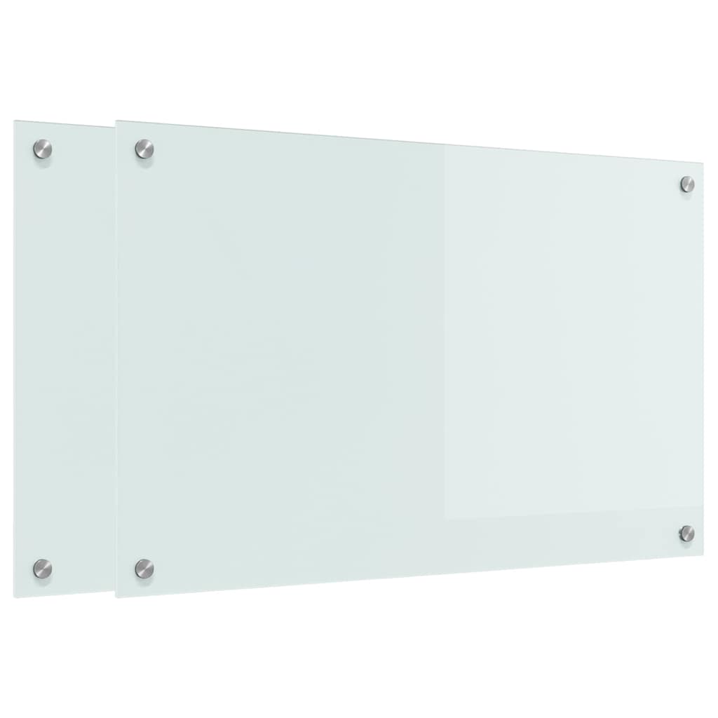 Køkkenbacksplash 2 stk. Hvid 80 x 50 cm hærdet glas