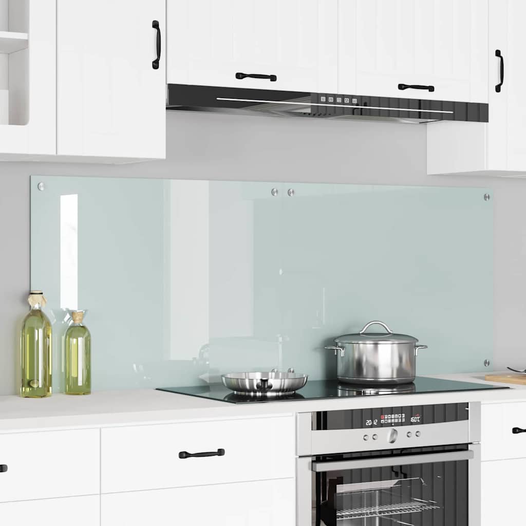 Køkkenbacksplash 2 stk. Hvid 80 x 60 cm hærdet glas