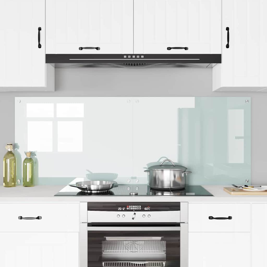 Køkkenbacksplash 2 stk. Hvid 80 x 60 cm hærdet glas