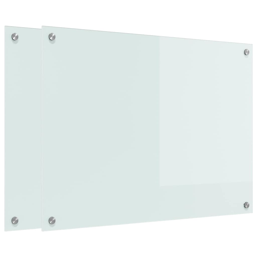 Køkkenbacksplash 2 stk. Hvid 80 x 60 cm hærdet glas