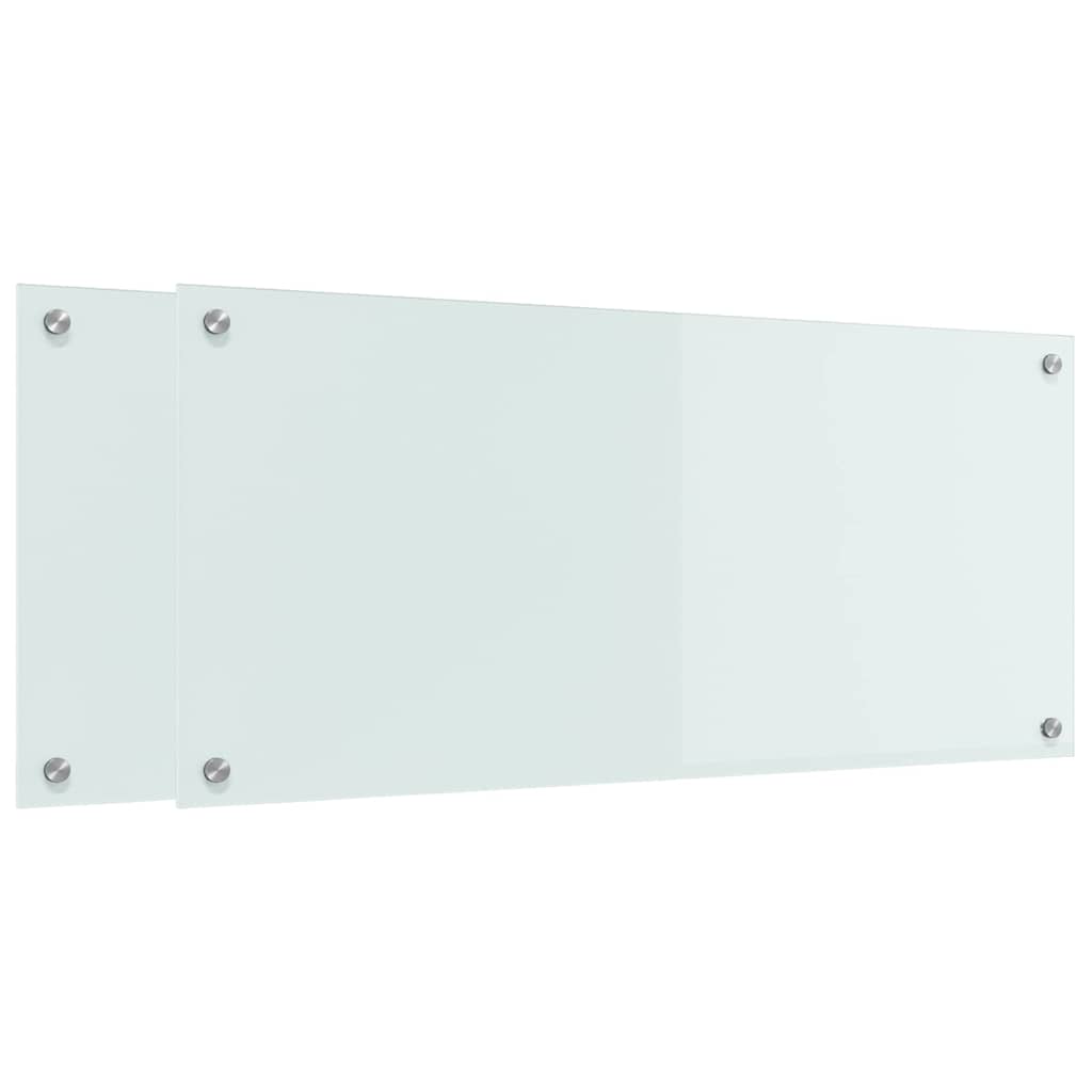 Køkkenbacksplash 2 stk. Hvid 90 x 40 cm hærdet glas