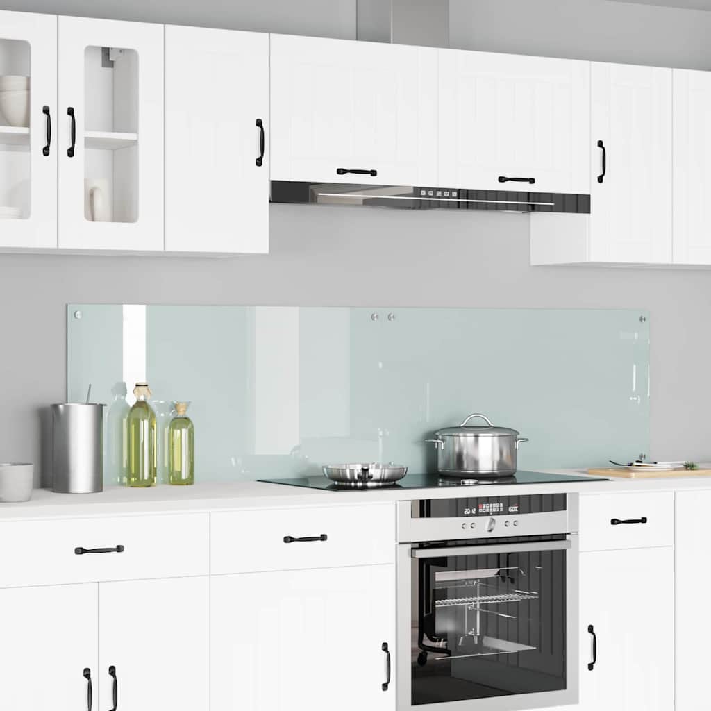 Køkkenbacksplash 2 stk. Hvid 100 x 50 cm hærdet glas