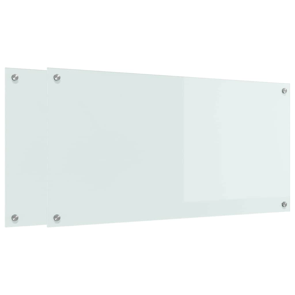Køkkenbacksplash 2 stk. Hvid 100 x 50 cm hærdet glas