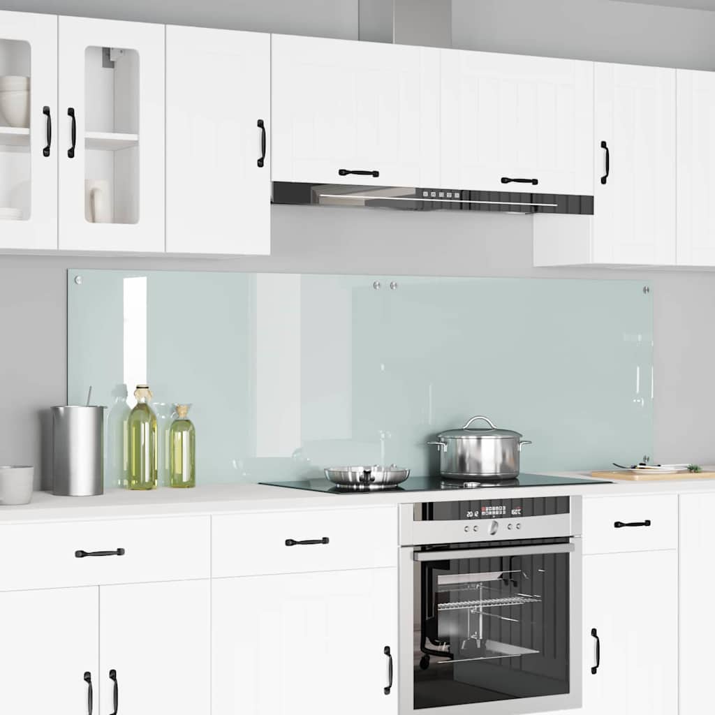 Køkkenbacksplash 2 stk. Hvid 100 x 60 cm hærdet glas