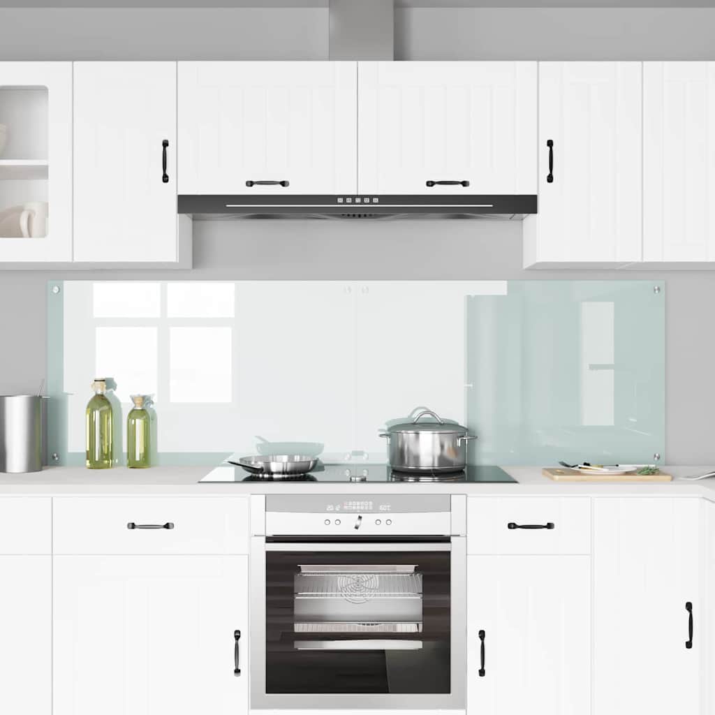 Køkkenbacksplash 2 stk. Hvid 100 x 60 cm hærdet glas