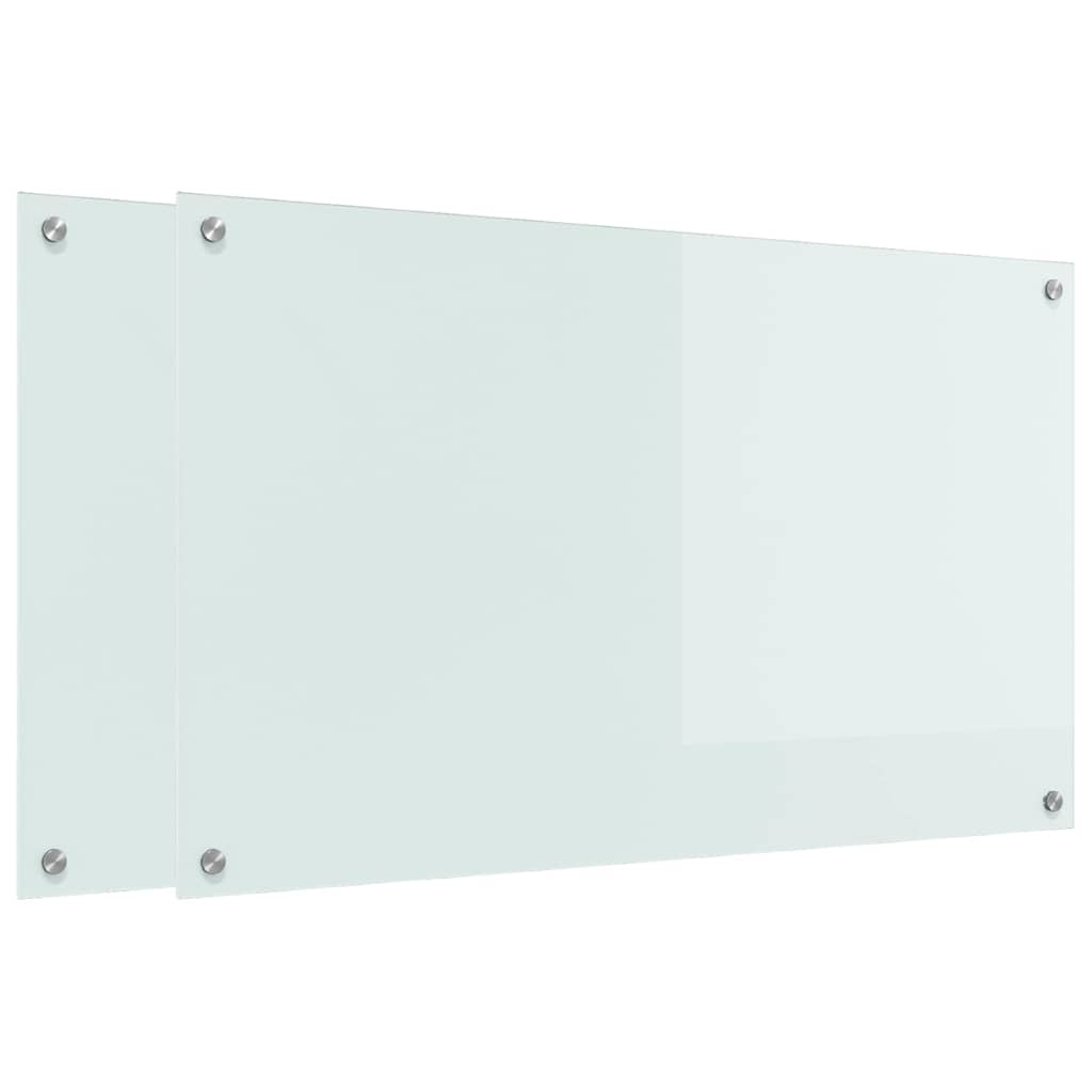 Køkkenbacksplash 2 stk. Hvid 100 x 60 cm hærdet glas