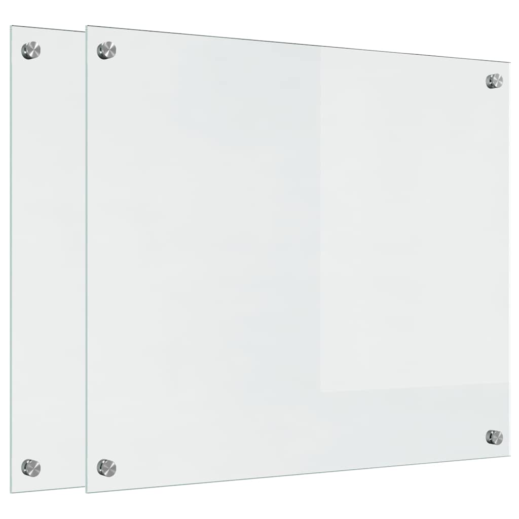Køkkenbacksplash 2 stk. Transparent 70 x 60 cm hærdet glas