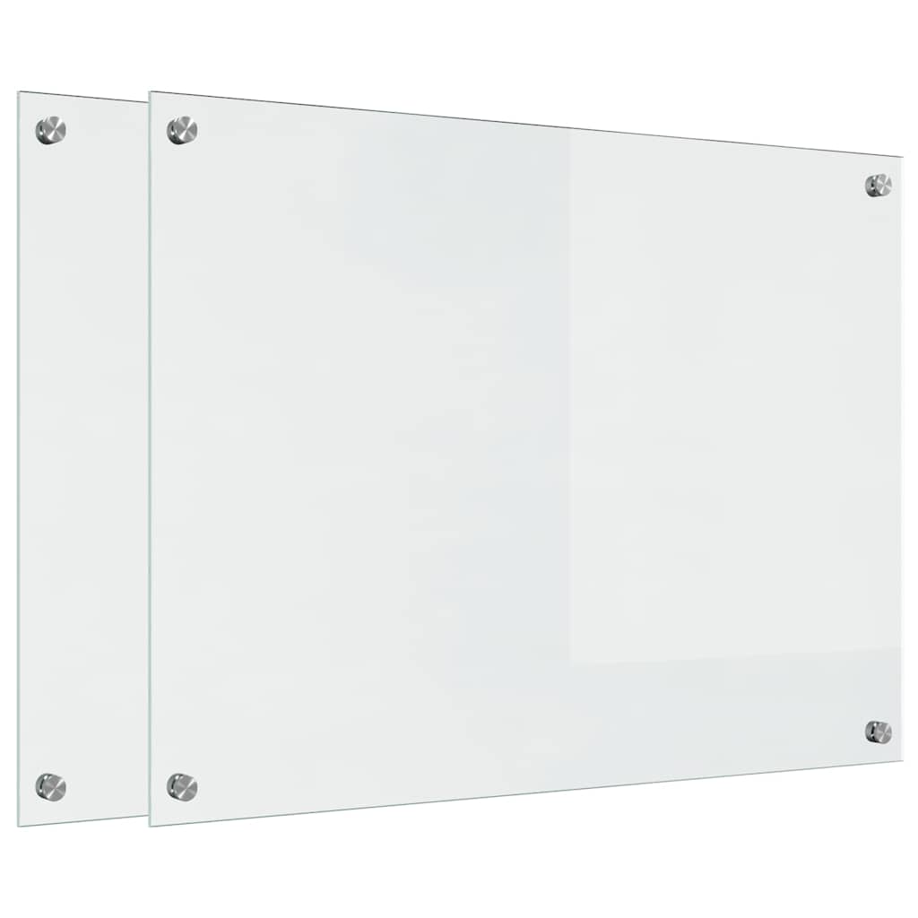 Køkkenbacksplash 2 stk. Transparent 80 x 60 cm hærdet glas