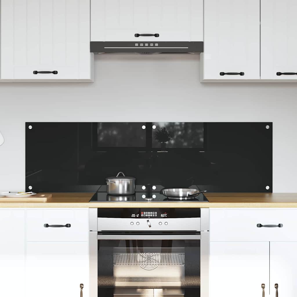 Køkkenbacksplash 2 stk. Sort 70 x 40 cm hærdet glas