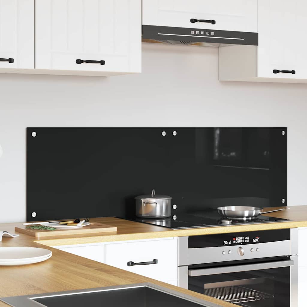 Køkkenbacksplash 2 stk. Sort 70 x 40 cm hærdet glas