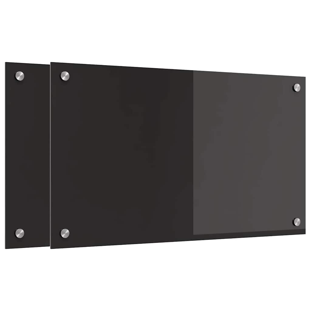 Køkkenbacksplash 2 stk. Sort 70 x 40 cm hærdet glas