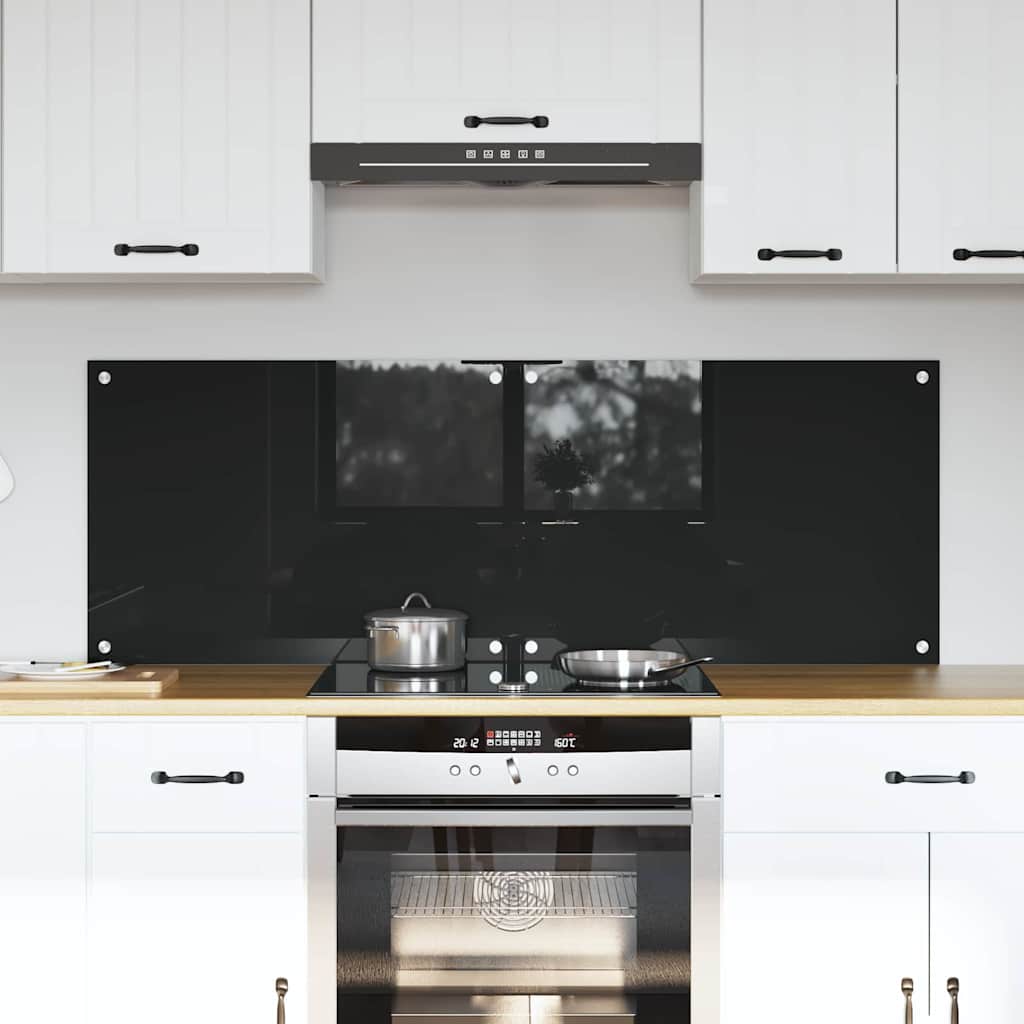 Køkkenbacksplash 2 stk. Sort 70 x 50 cm hærdet glas