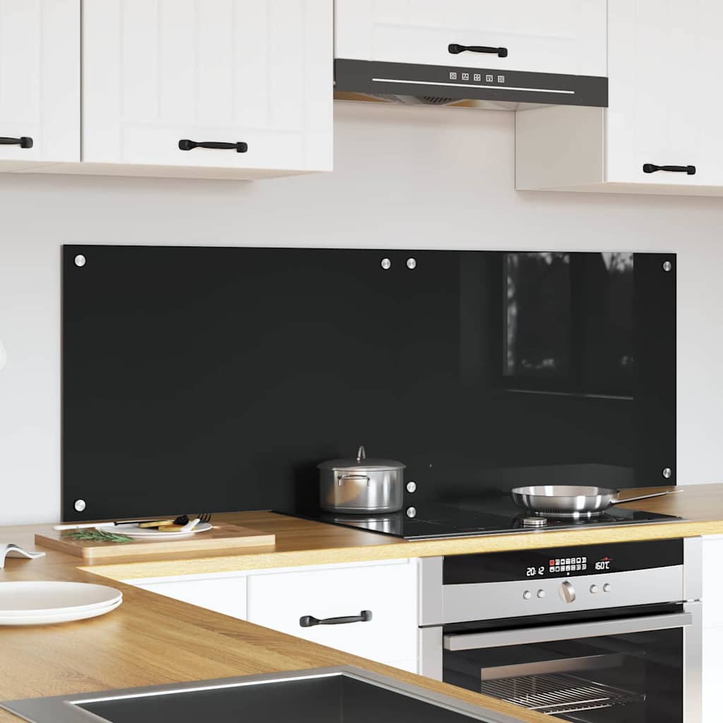 Køkkenbacksplash 2 stk. Sort 70 x 50 cm hærdet glas
