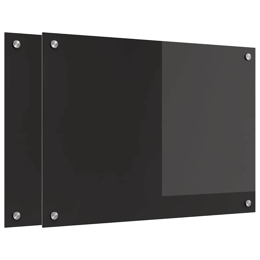 Køkkenbacksplash 2 stk. Sort 70 x 50 cm hærdet glas
