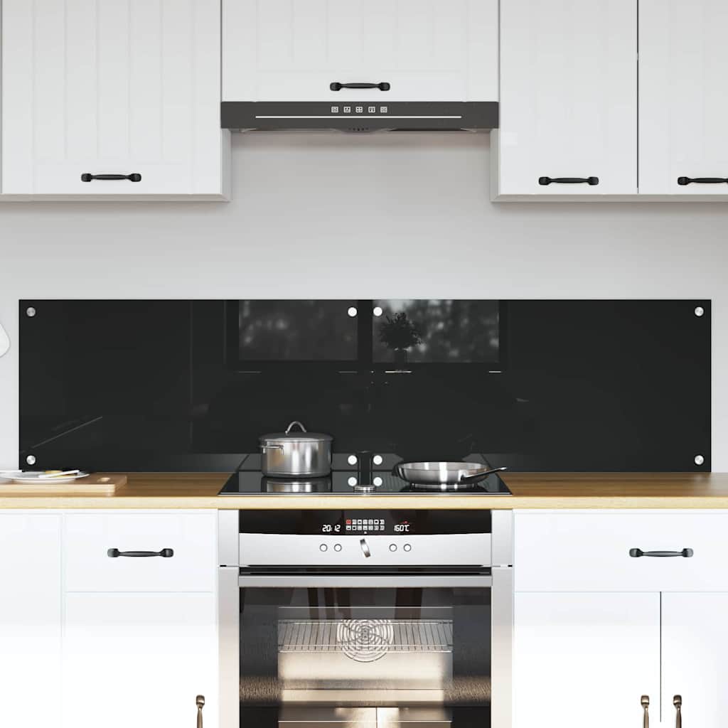 Køkkenbacksplash 2 stk. Sort 80 x 40 cm hærdet glas