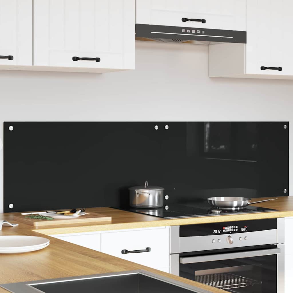 Køkkenbacksplash 2 stk. Sort 80 x 40 cm hærdet glas