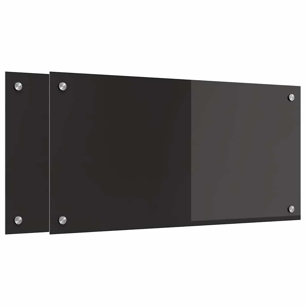 Køkkenbacksplash 2 stk. Sort 80 x 40 cm hærdet glas