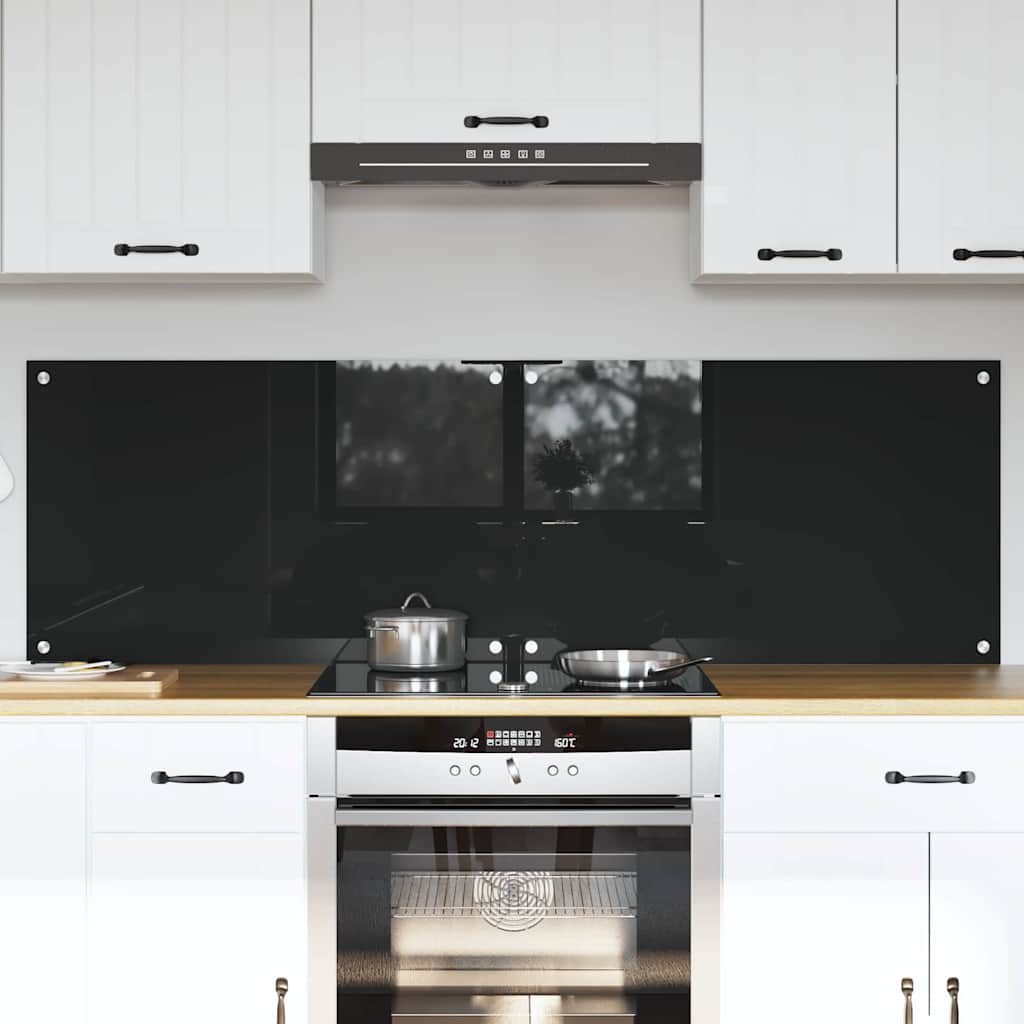 Køkkenbacksplash 2 stk. Sort 80 x 50 cm hærdet glas