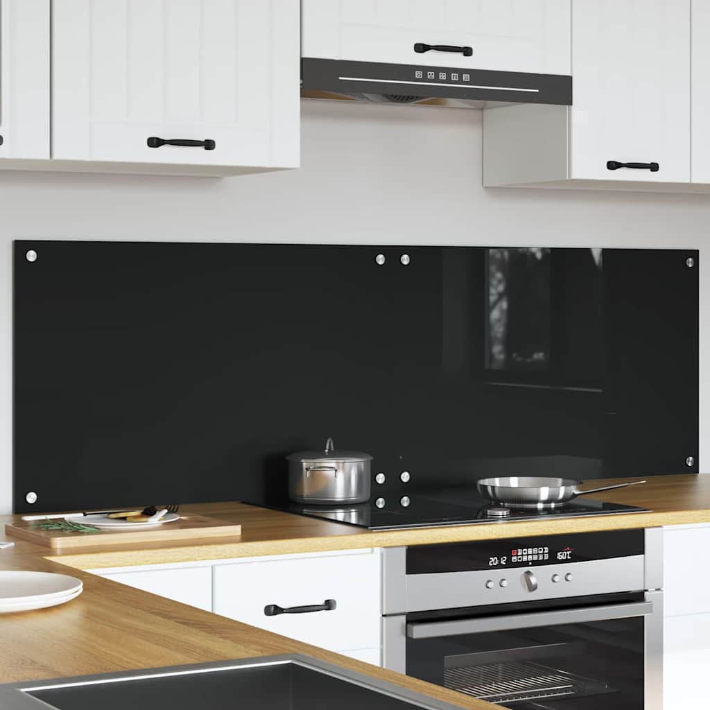 Køkkenbacksplash 2 stk. Sort 80 x 50 cm hærdet glas