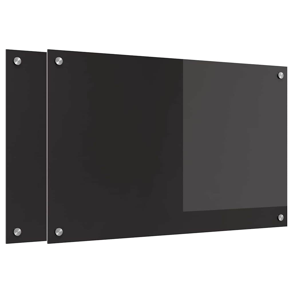 Køkkenbacksplash 2 stk. Sort 80 x 50 cm hærdet glas