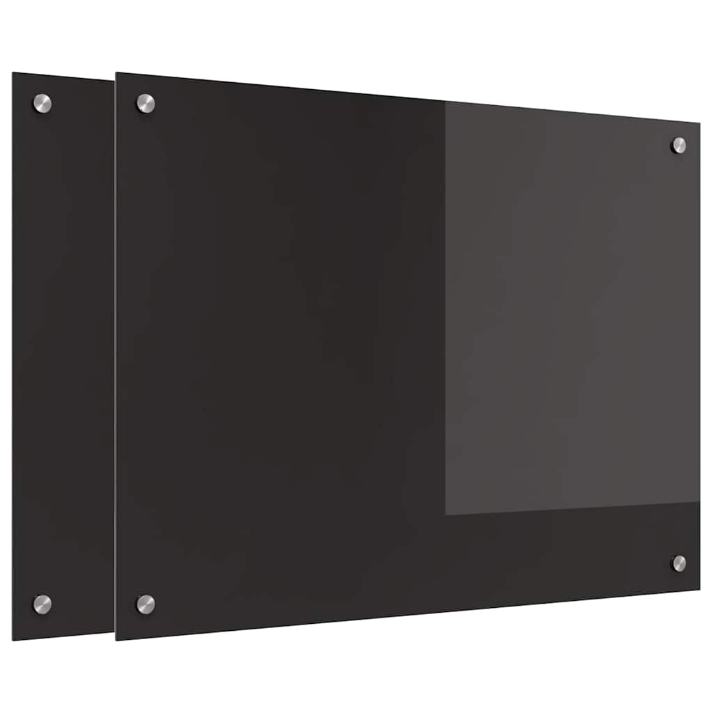 Køkkenbacksplash 2 stk. Sort 80 x 60 cm hærdet glas