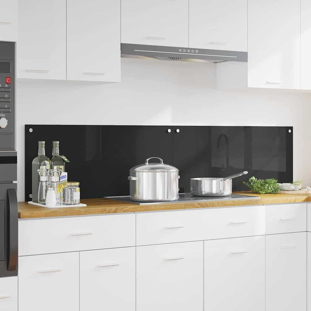 Køkkenbacksplash 2 stk. Sort 90 x 40 cm hærdet glas