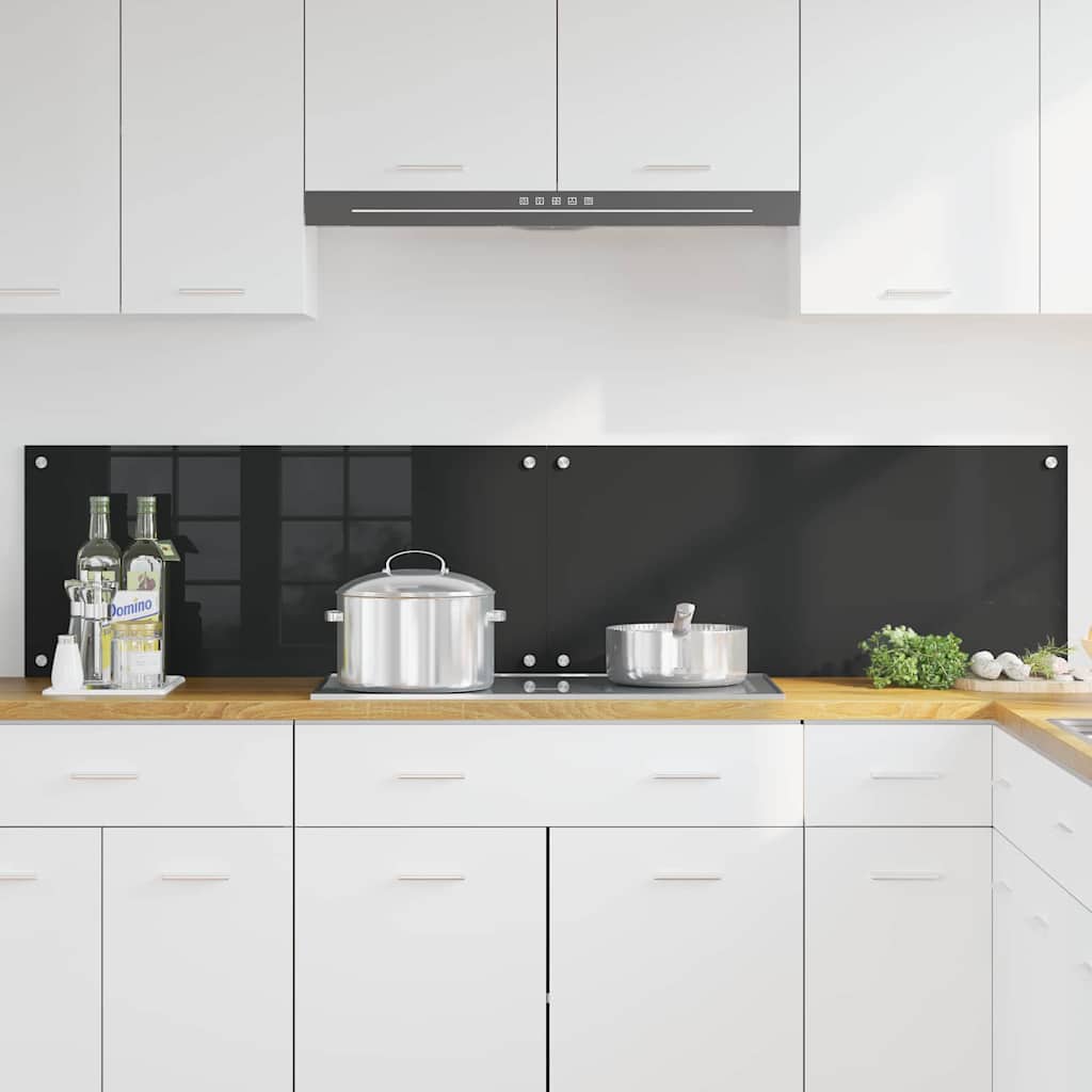 Køkkenbacksplash 2 stk. Sort 90 x 40 cm hærdet glas