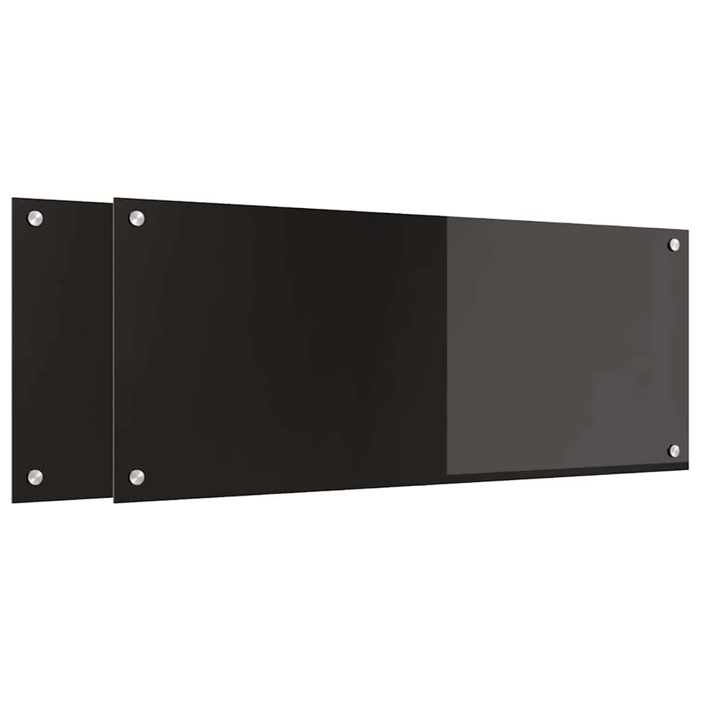 Køkkenbacksplash 2 stk. Sort 100 x 40 cm hærdet glas