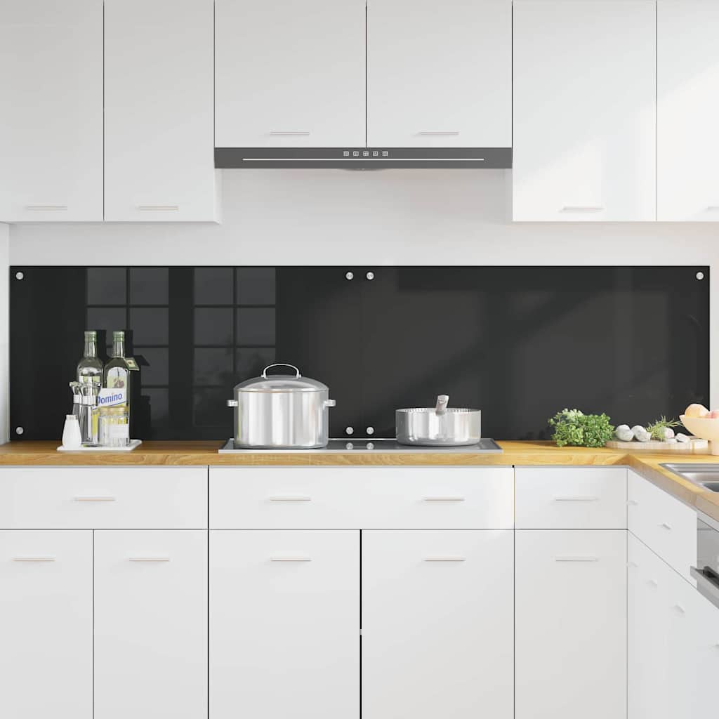 Køkkenbacksplash 2 stk. Sort 100 x 50 cm hærdet glas