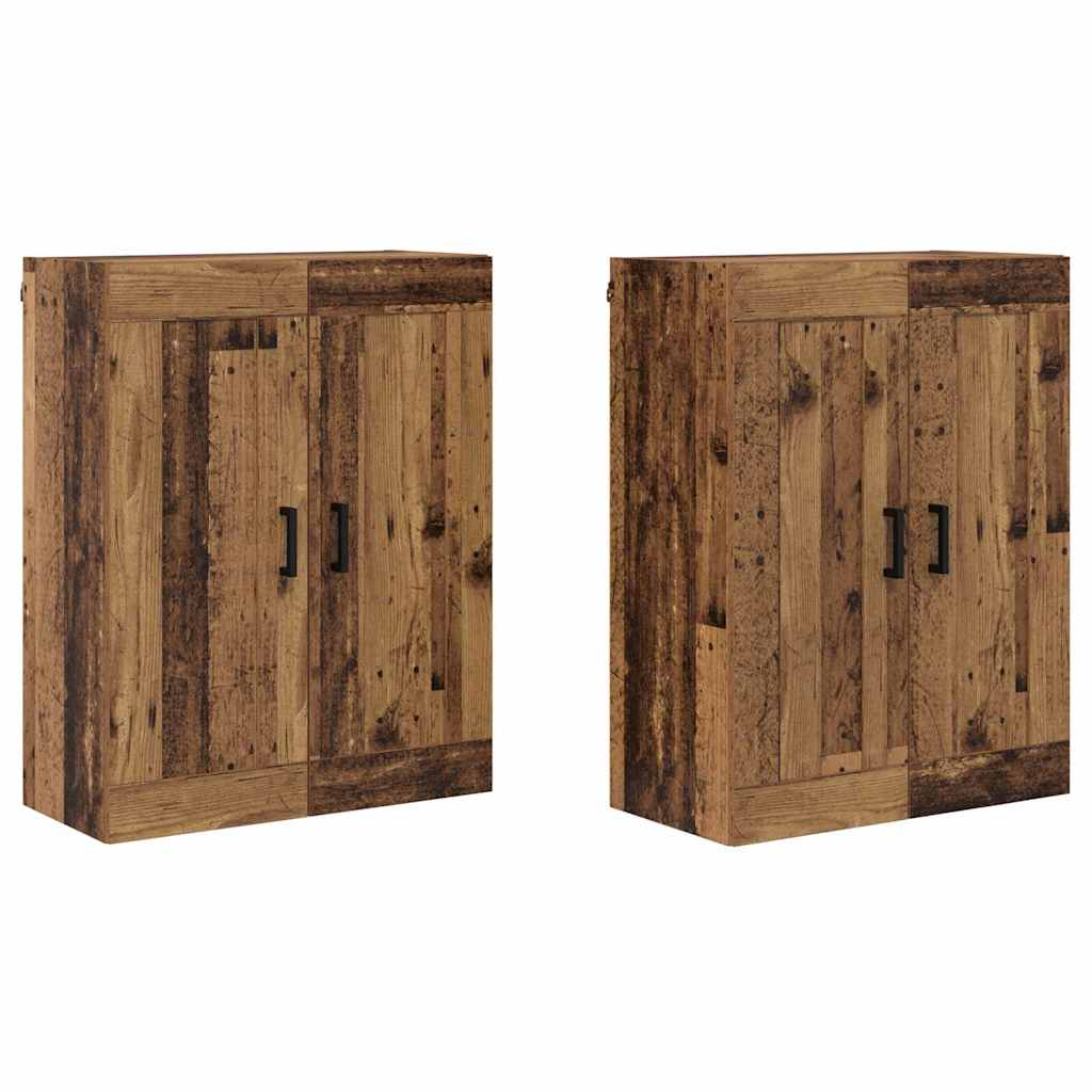 Væghængt skab 2 stk. Gammelt træ 69,5 x 34 x 90 cm
