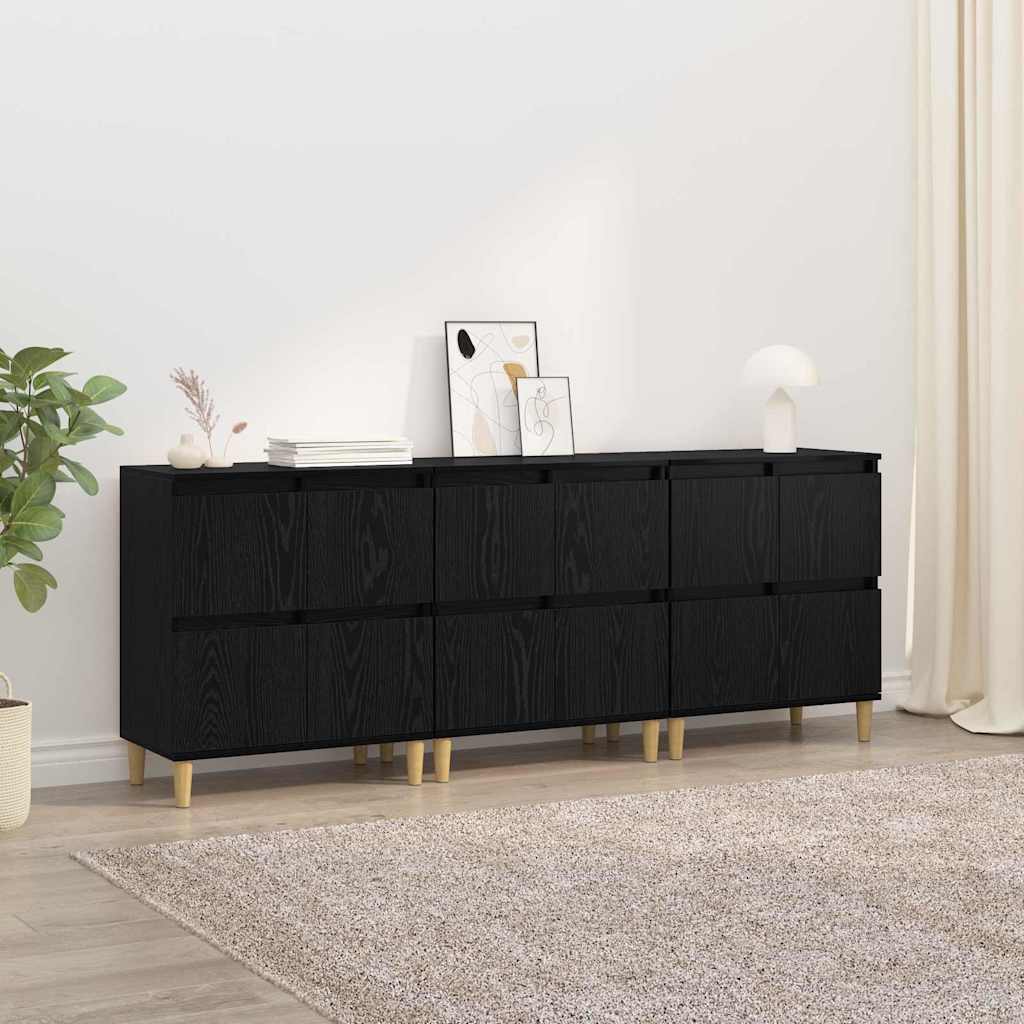Sideboards 3 stk. Sort eg 60 x 35 x 70 cm Konstrueret træ