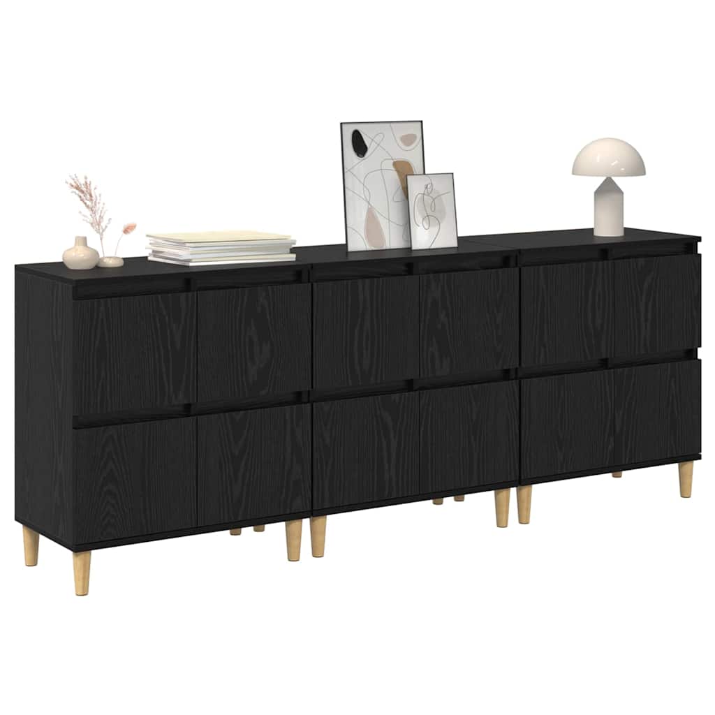 Sideboards 3 stk. Sort eg 60 x 35 x 70 cm Konstrueret træ