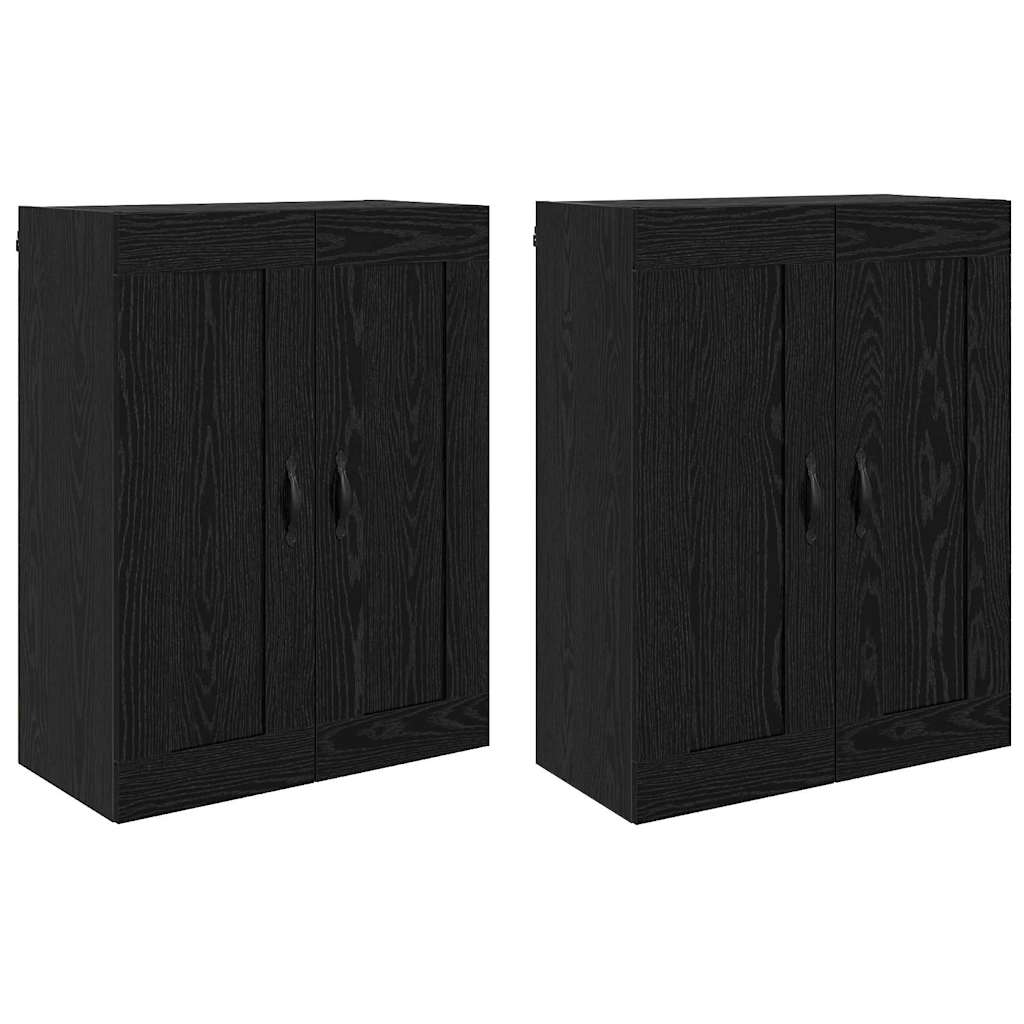 Væghængt skab 2 stk. Sort eg 69,5 x 34 x 90 cm Konstrueret træ