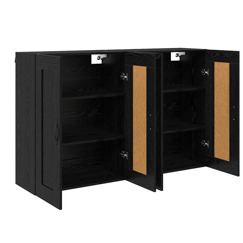 Væghængt skab 2 stk. Sort eg 69,5 x 34 x 90 cm Konstrueret træ