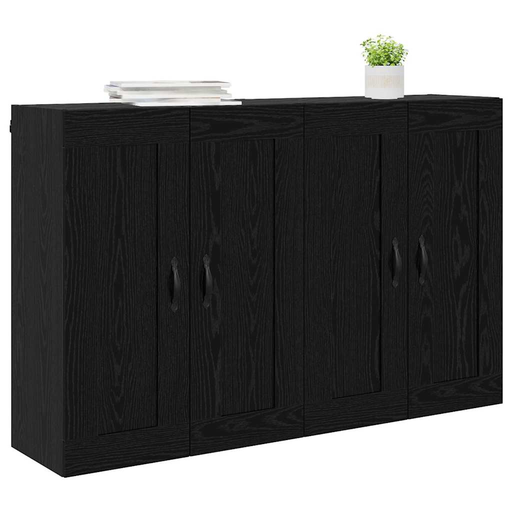 Væghængt skab 2 stk. Sort eg 69,5 x 34 x 90 cm Konstrueret træ