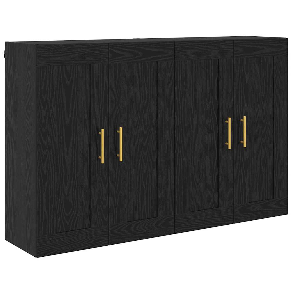 Væghængt skab 2 stk. Sort eg 69,5 x 34 x 90 cm Konstrueret træ