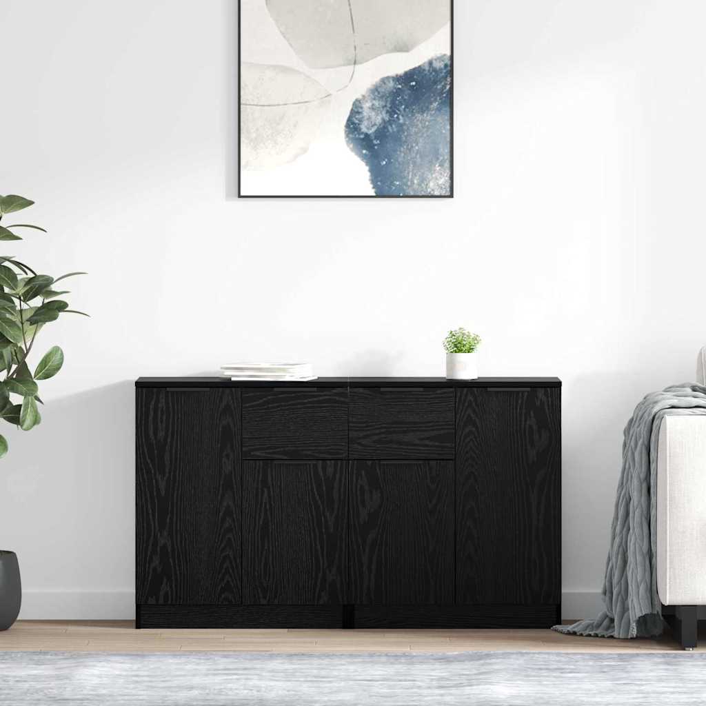 Sideboards 2 stk. Sort eg 60 x 30 x 70 cm Konstrueret træ