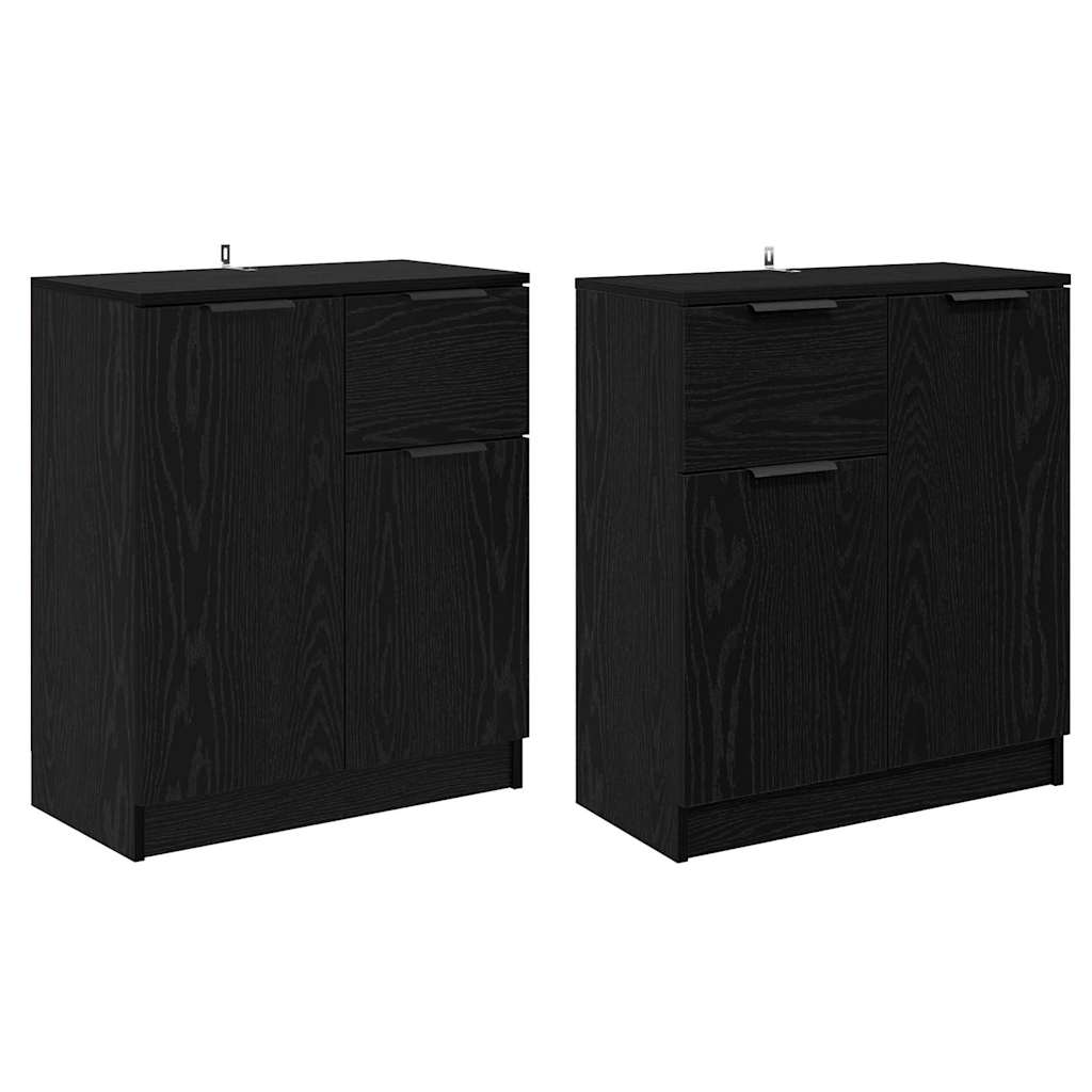 Sideboards 2 stk. Sort eg 60 x 30 x 70 cm Konstrueret træ
